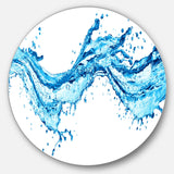 Blue Water Splashes Abstract Circle Metal Wall Art