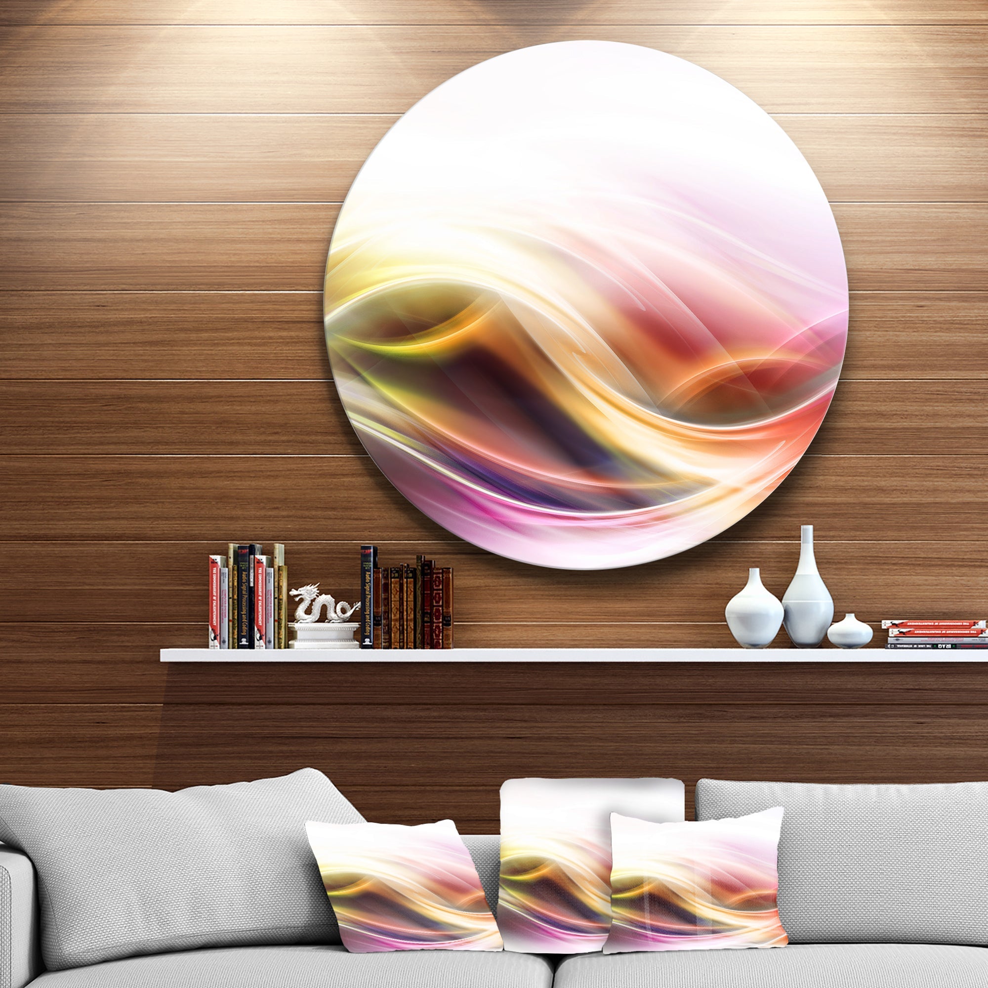 Elegant Light Color Pattern Abstract Circle Metal Wall Art