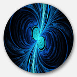 Blue Fractal Abstract Circle Metal Wall Art