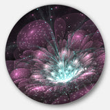 Purple Fractal Flower Floral Circle Metal Wall Art