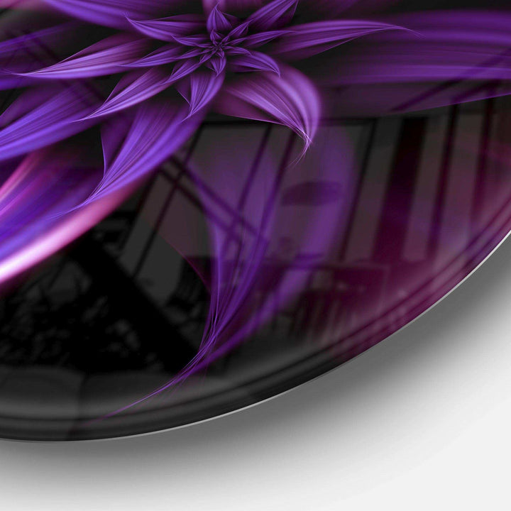 Fractal Flower Purple - Floral Circle Metal Wall Decor