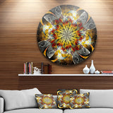 Symmetrical Golden Flower Floral Circle Metal Wall Art