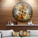 Fractal Flower with Blue Details Floral Circle Metal Wall Art