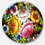 Digital Flower Bouquet Floral Circle Metal Wall Art
