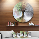 Tree with Four Seasons Tree Painting Circle Metal Wall Art