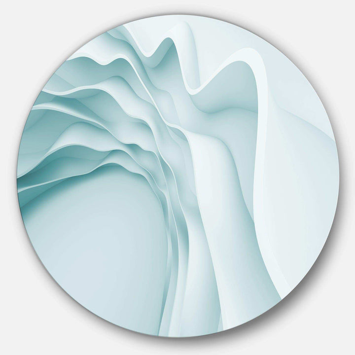 Fractal Large Blue 3D Waves - Abstract Metal Circle Wall Art