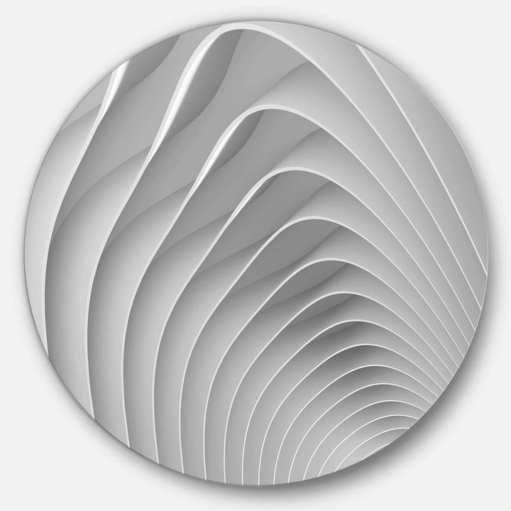 Fractal Bulgy White 3D Waves - Abstract Circle Metal Wall Decor