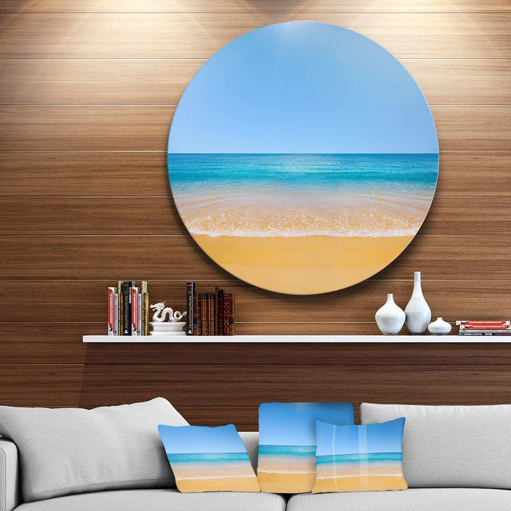 Dark View of Tropical Beach - Sea &amp; Shore Metal Circle Wall Art