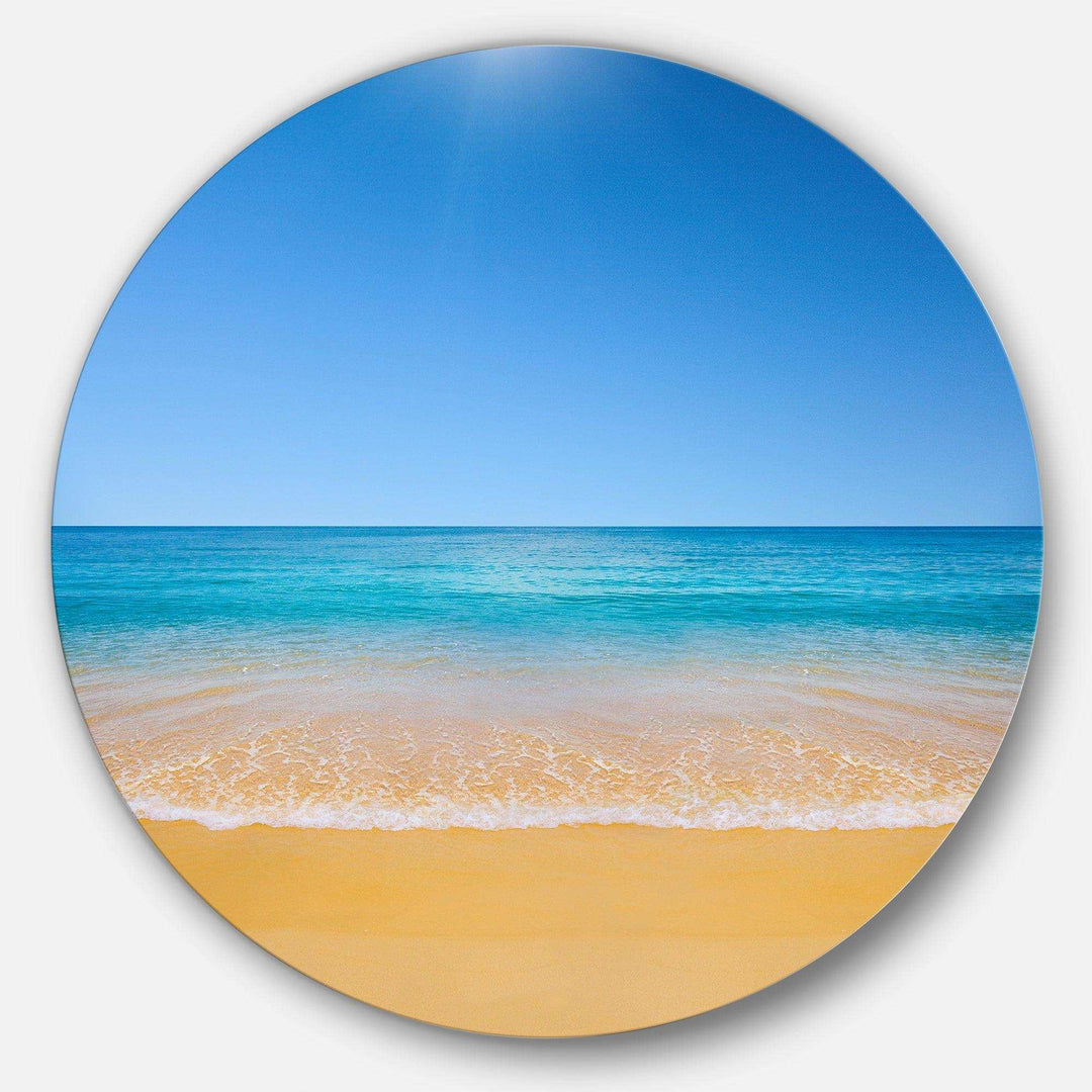 Dark View of Tropical Beach - Sea &amp; Shore Metal Circle Wall Art