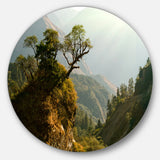 Enchanted Nepal Mountains Landscape Photography Circle Metal Wall Art