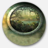 Green Fantasy Landscape with Frame Photography Circle Metal Wall Art
