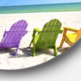 Adirondack Beach Chairs Seashore Photo Circle Metal Wall Art