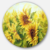 Bright Yellow Sunny Sunflowers Floral Metal Artwork