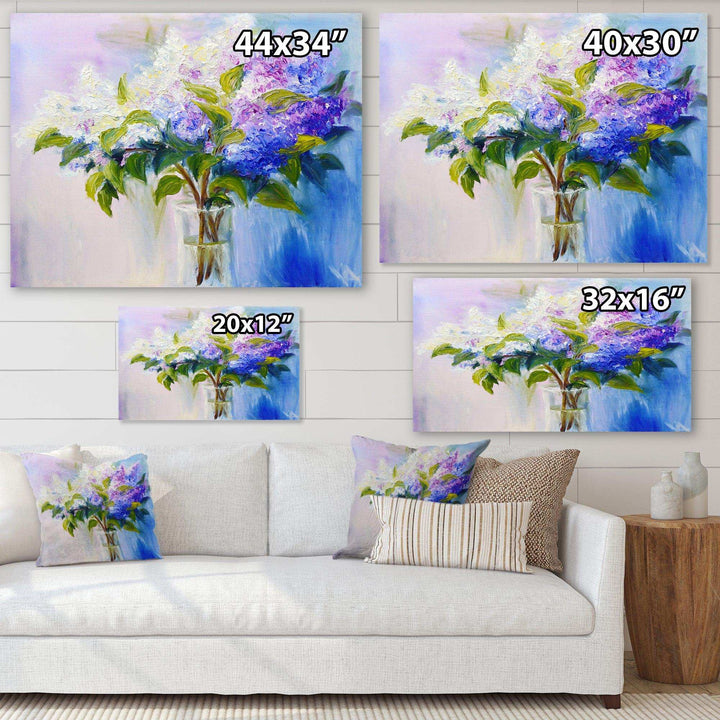 Blue and White Lilacs in Vase