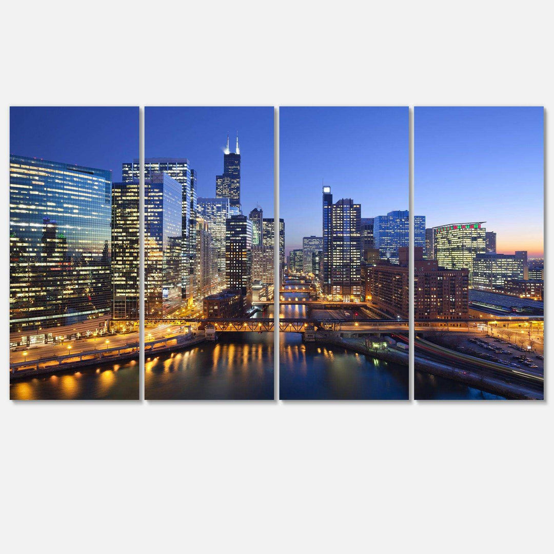Chicago River with Bridges at Sunset Multi-Panels