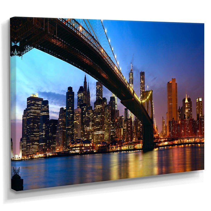 Manhattan City with Bridge under Blue Sky