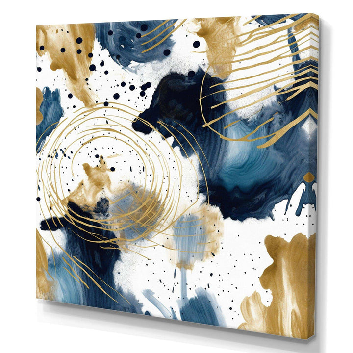 Abstract Pattern With Blue &amp; Golden Textures I Canvas Canvas