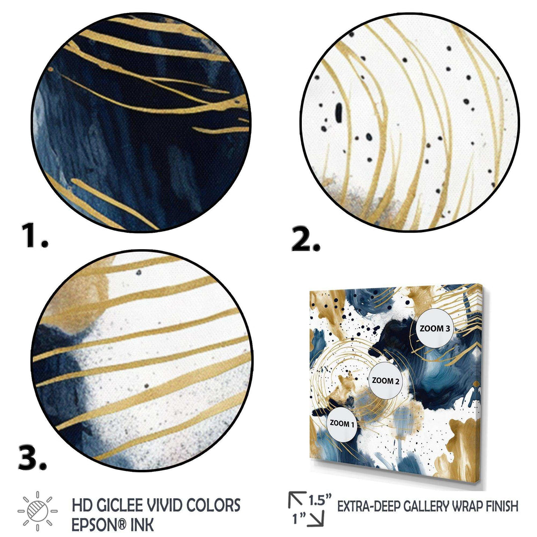 Abstract Pattern With Blue &amp; Golden Textures I Canvas Canvas