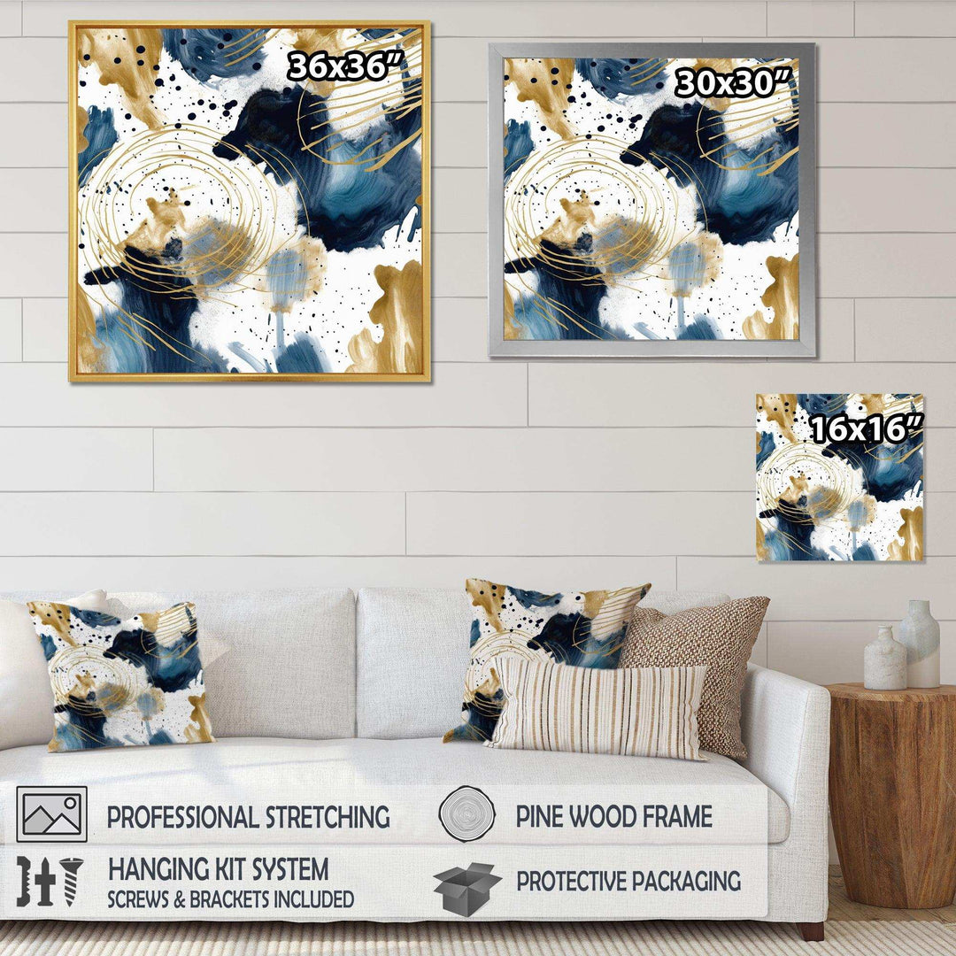 Abstract Pattern With Blue &amp; Golden Textures I Canvas Canvas