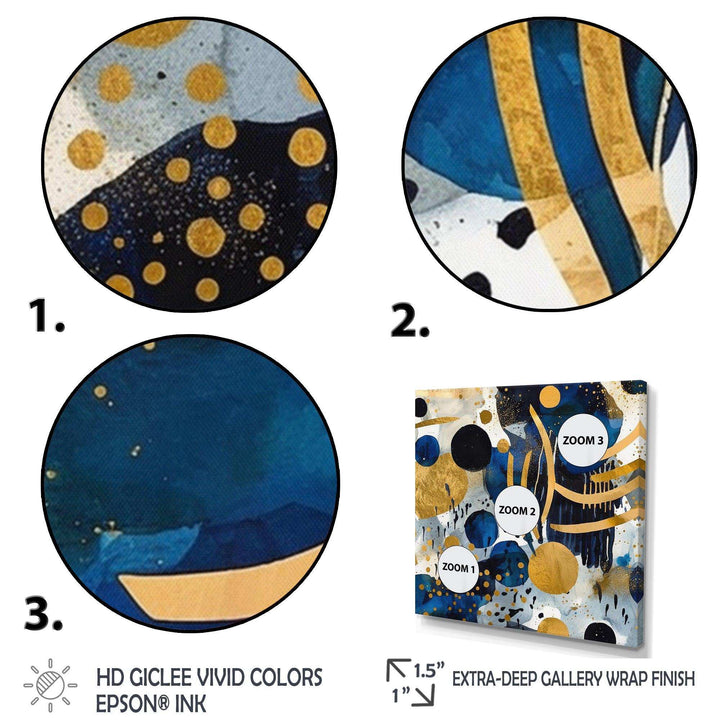 Abstract Pattern With Blue &amp; Golden Textures XIX Canvas Canvas