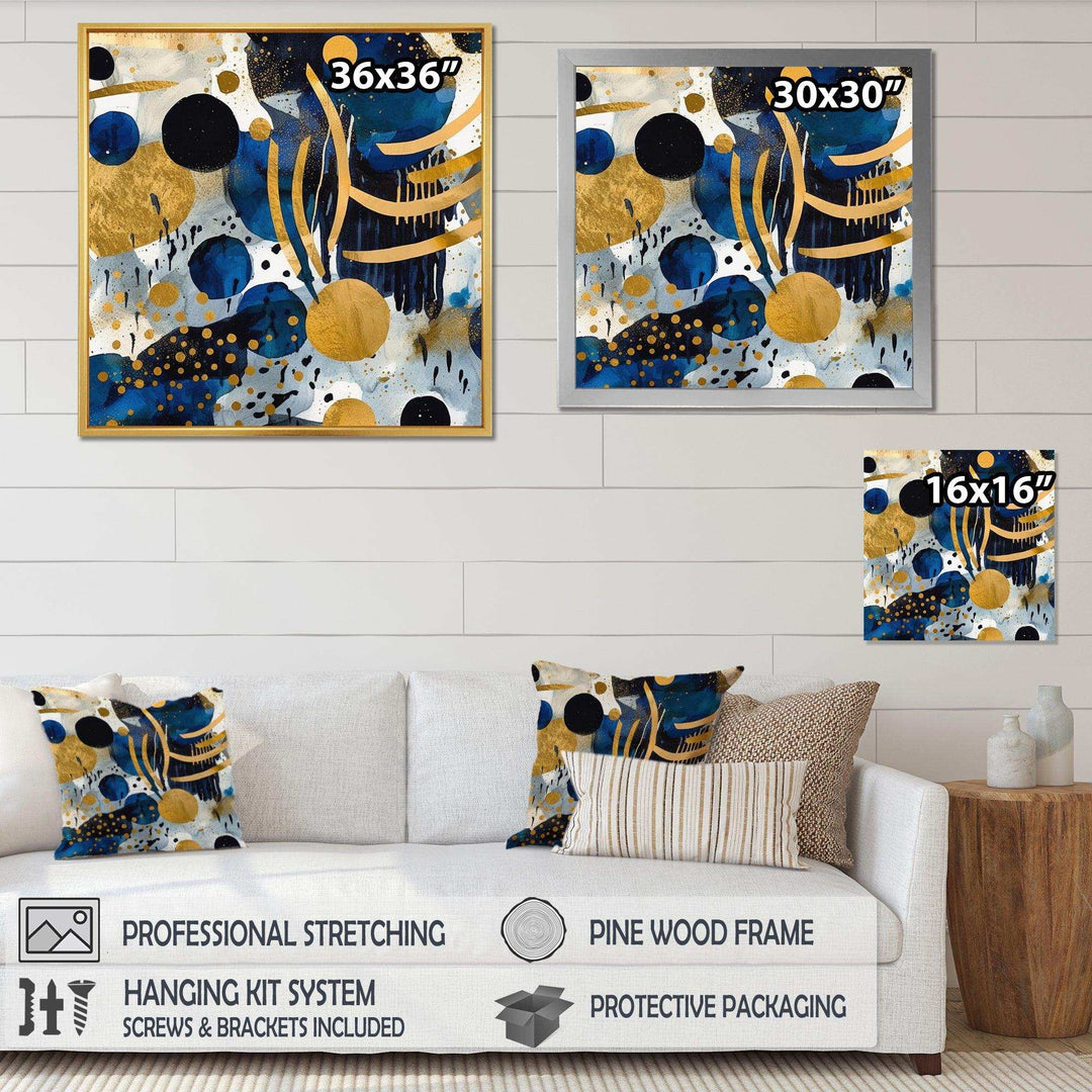 Abstract Pattern With Blue &amp; Golden Textures XIX Canvas Canvas