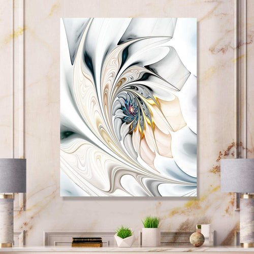 IDesignart White Stained Glass Floral Art - Modern Canvas Wall Art