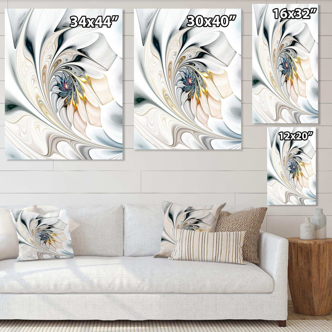 IDesignart White Stained Glass Floral Art - Modern Canvas Wall Art