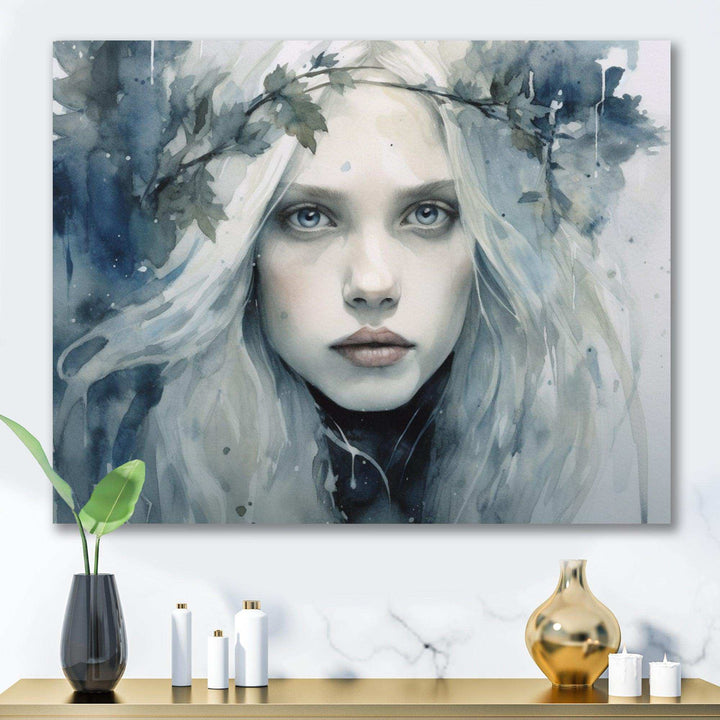 Blue Grey Nordic Queen - Modern Canvas Wall Art