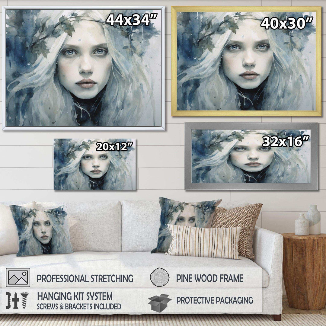 Blue Grey Nordic Queen - Modern Canvas Wall Art