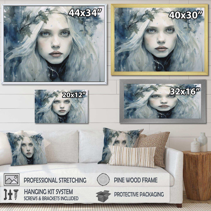 Blue Grey Nordic Queen - Modern Canvas Wall Art