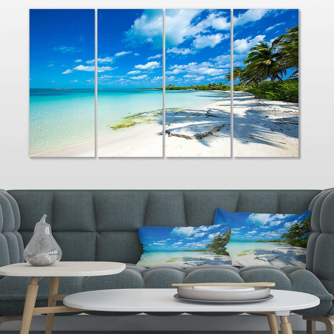 Tropical Beach with Palm Shadows Multi-Panels