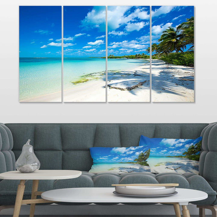 Tropical Beach with Palm Shadows Multi-Panels