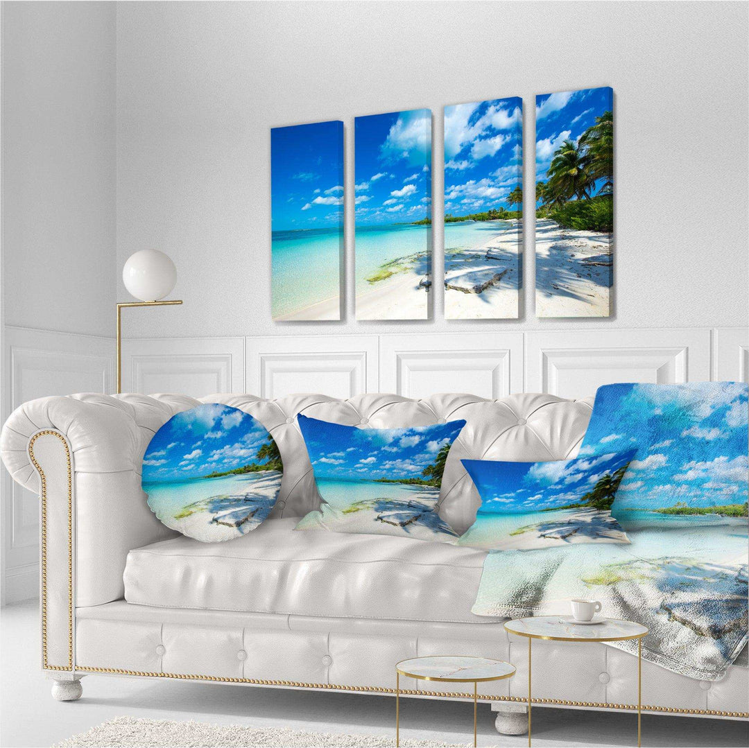 Tropical Beach with Palm Shadows Multi-Panels