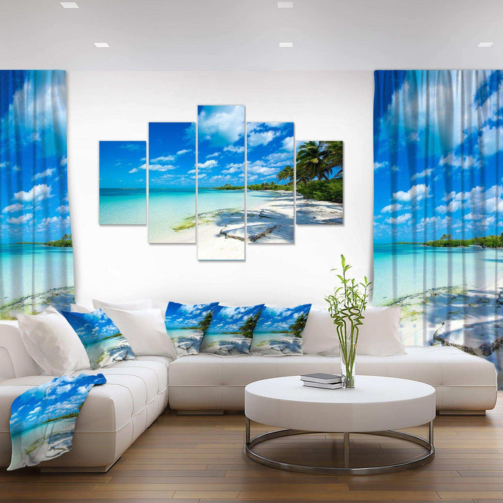 Tropical Beach with Palm Shadows Multi-Panels