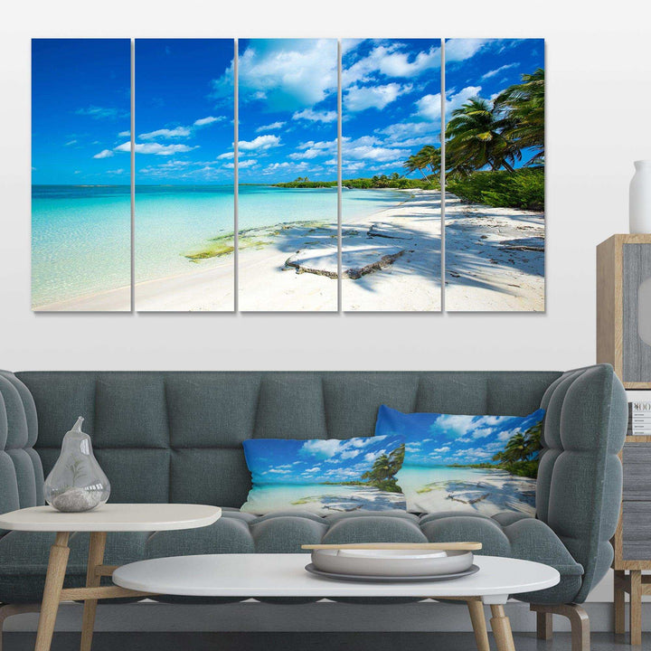Tropical Beach with Palm Shadows Multi-Panels