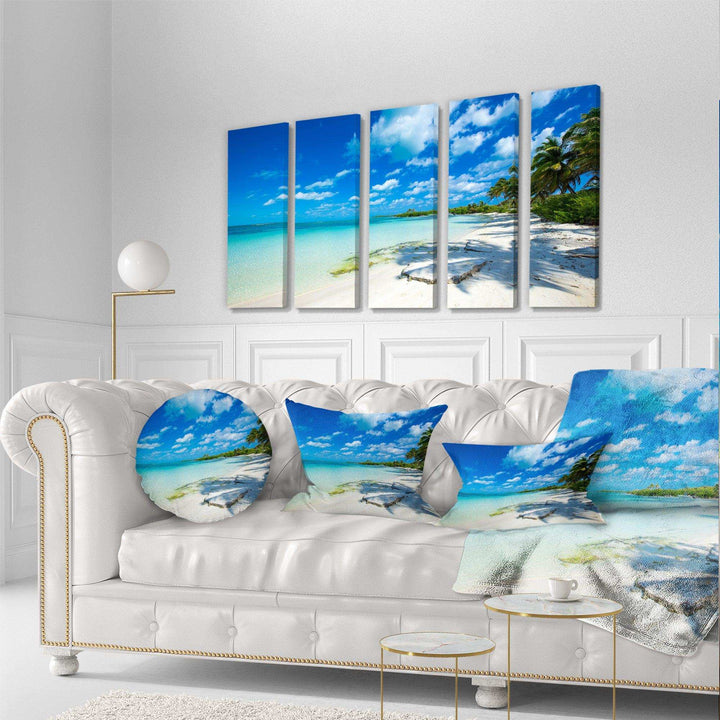 Tropical Beach with Palm Shadows Multi-Panels