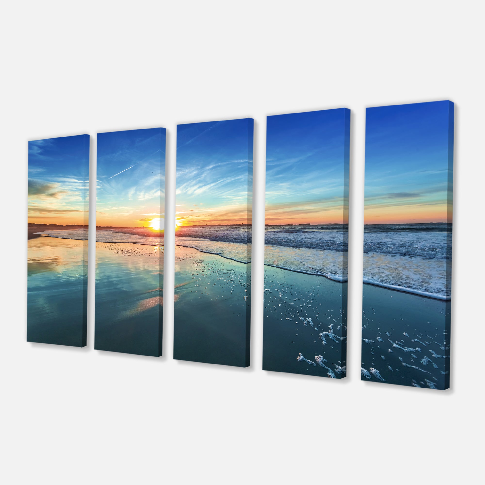 Blue Seashore with Distant Sunset Multi-Panels