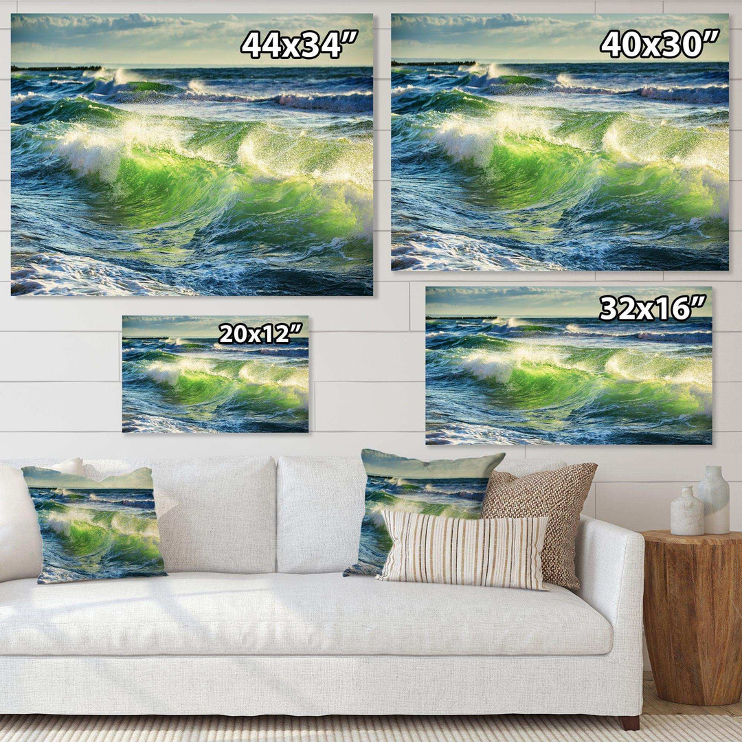 Sunrise and Shining Waves in Ocean