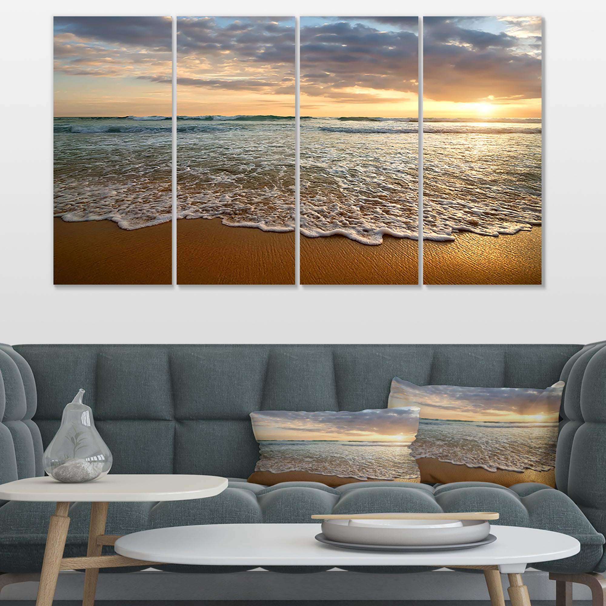 Bright Cloudy Sunset in Calm Ocean Multi-Panels