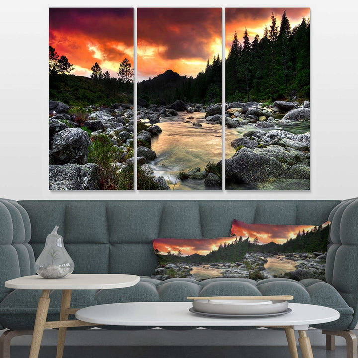 Rocky Mountain River at Sunset Multi-Panels