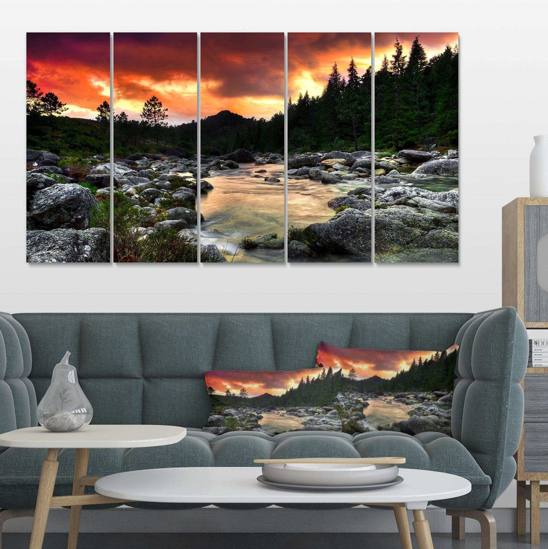Rocky Mountain River at Sunset Multi-Panels