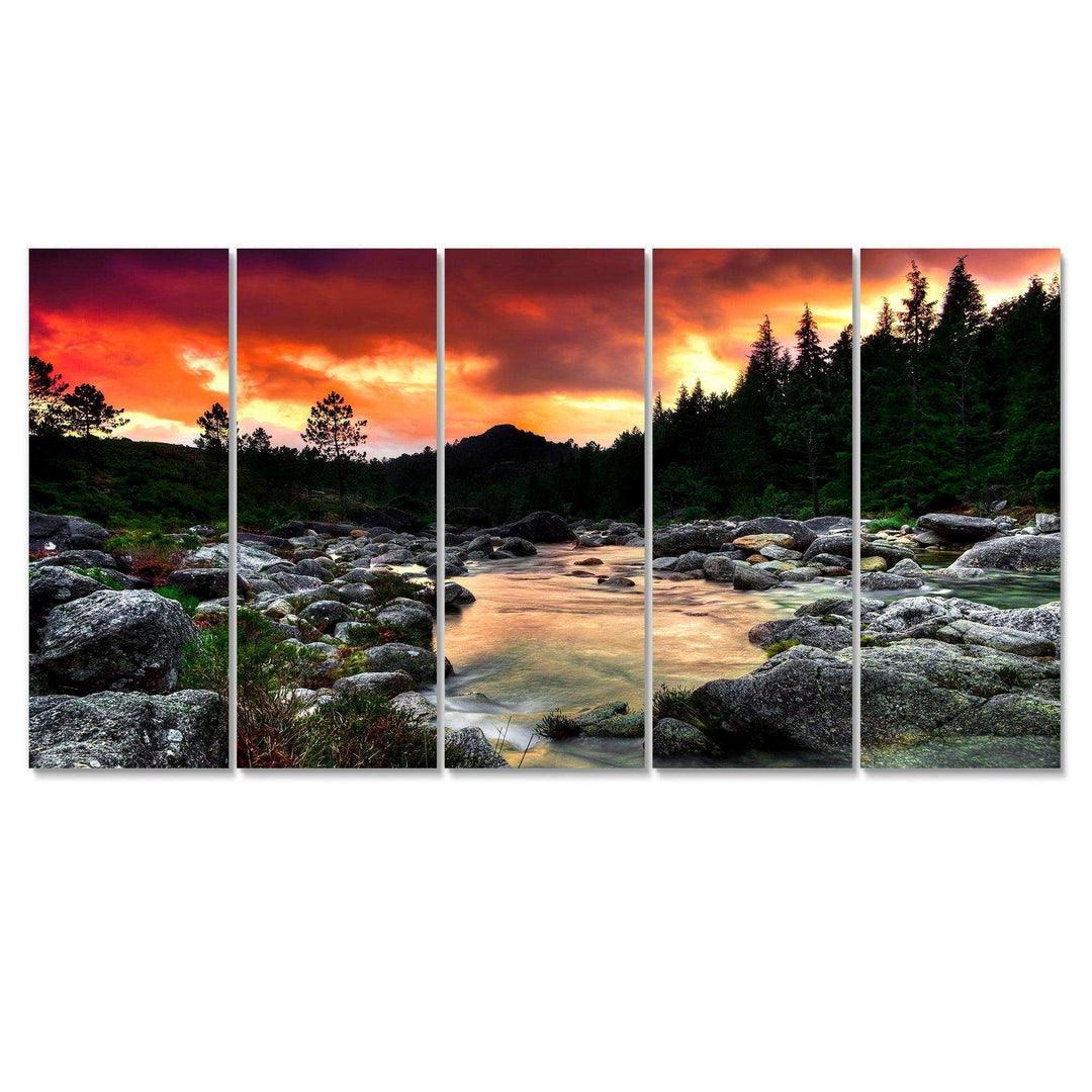 Rocky Mountain River at Sunset Multi-Panels