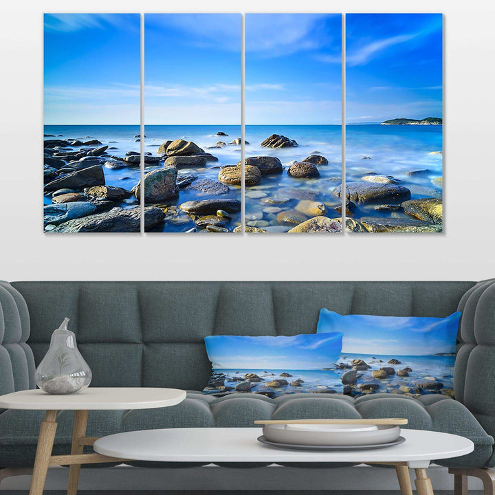 Baratti Bay Rocks in Waters at Sunset Multi-Panels