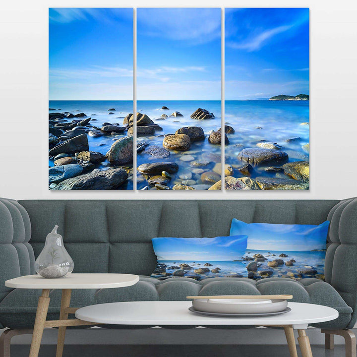 Baratti Bay Rocks in Waters at Sunset Multi-Panels