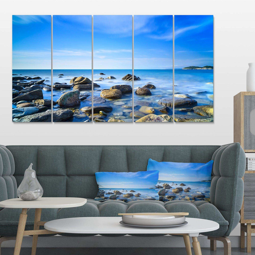 Baratti Bay Rocks in Waters at Sunset Multi-Panels