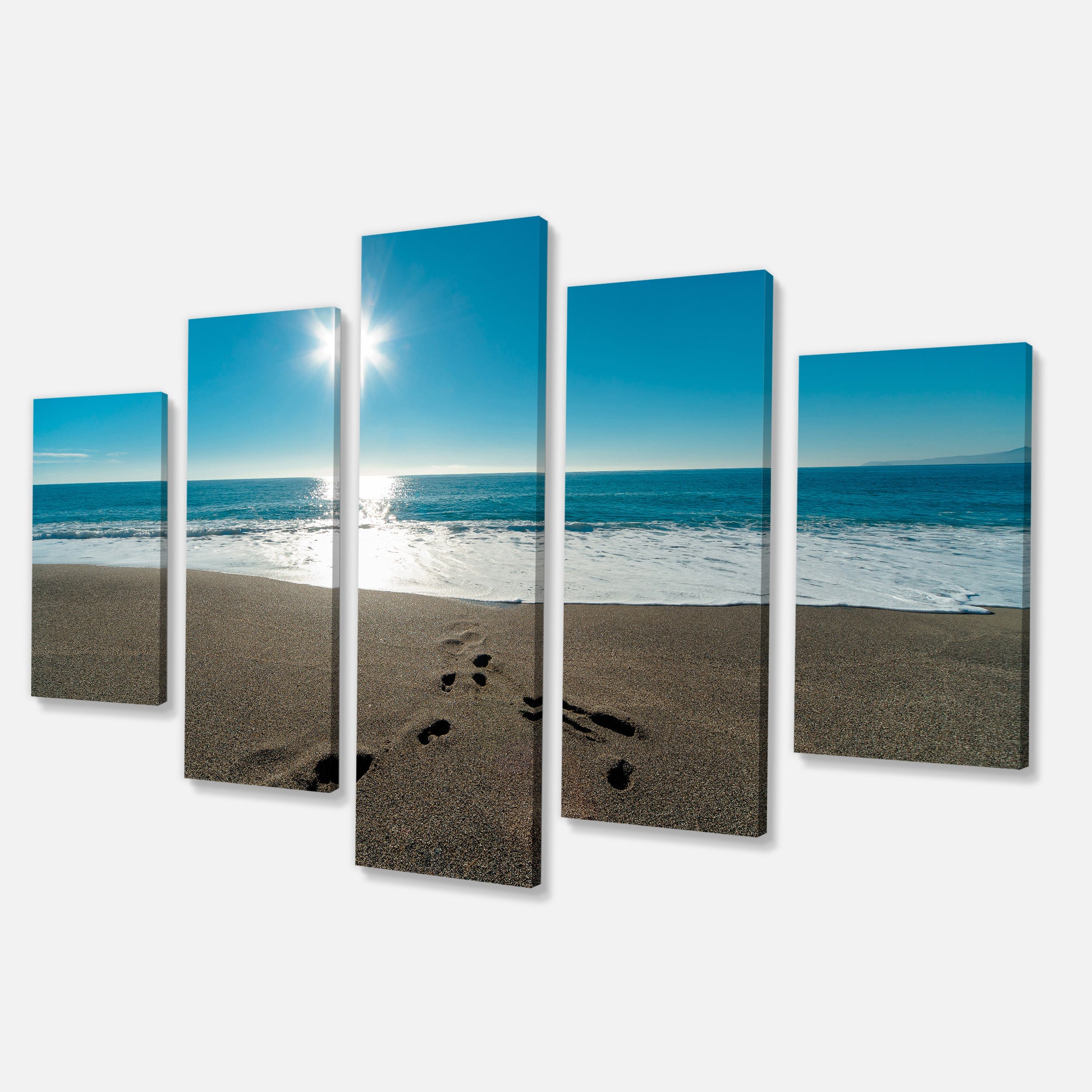 Blue Sea and Footprints in Sand Multi-Panels