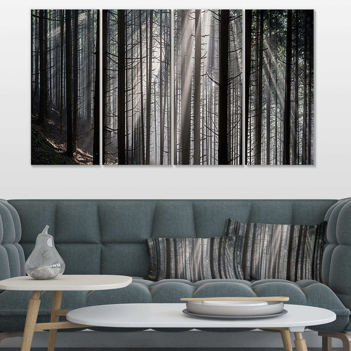 Sunbeams Peeking Through Dark Forest Multi-Panels