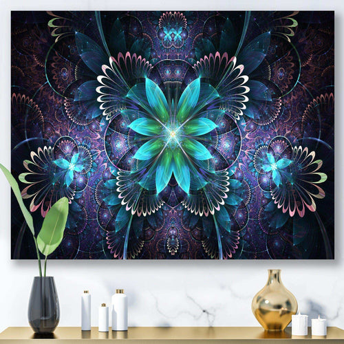 Fractal Flower Blue Digital Art - Modern Bedroom Wall Art