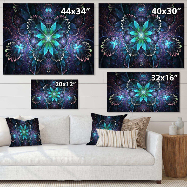 Fractal Flower Blue Digital Art - Modern Bedroom Wall Art