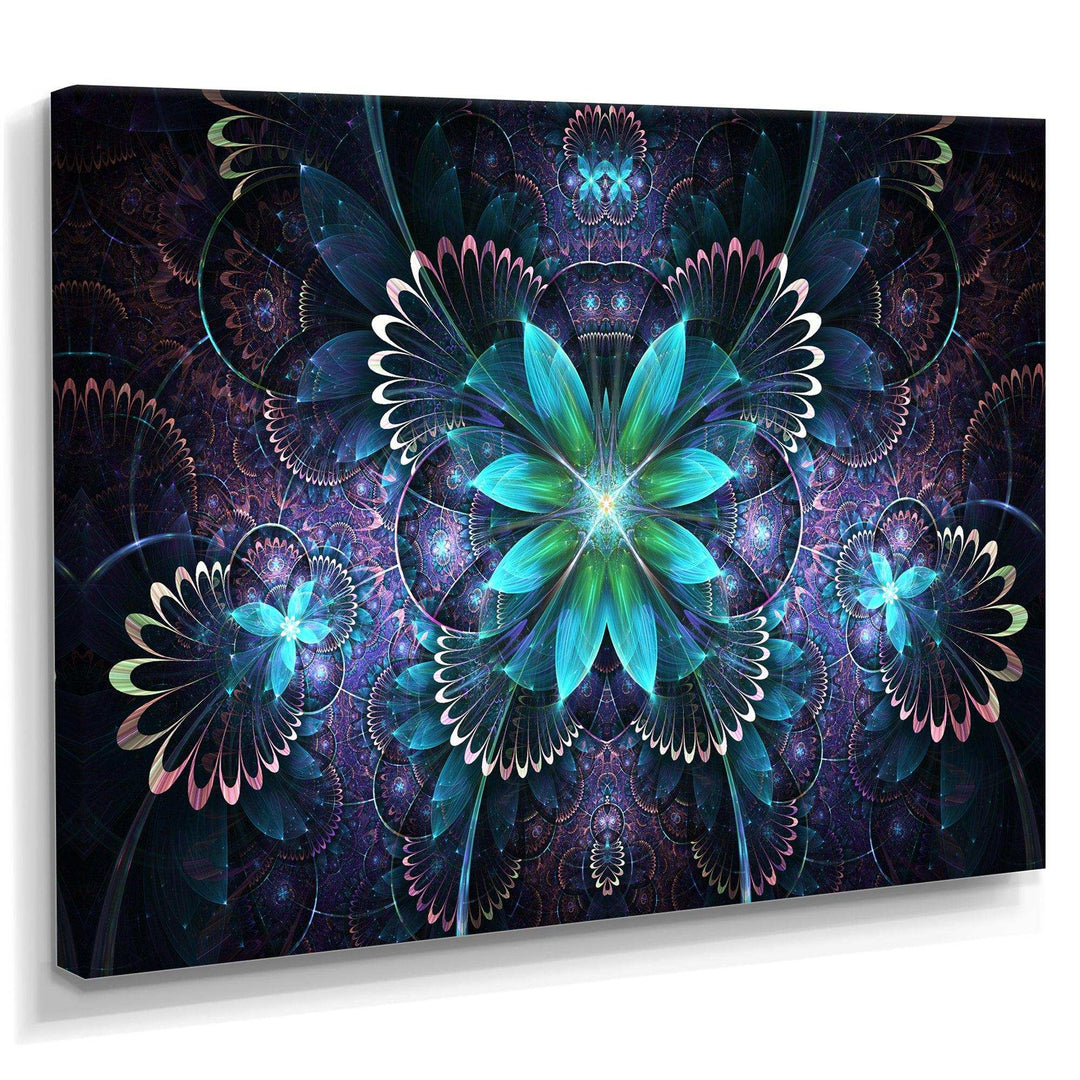 Fractal Flower Blue Digital Art - Modern Bedroom Wall Art